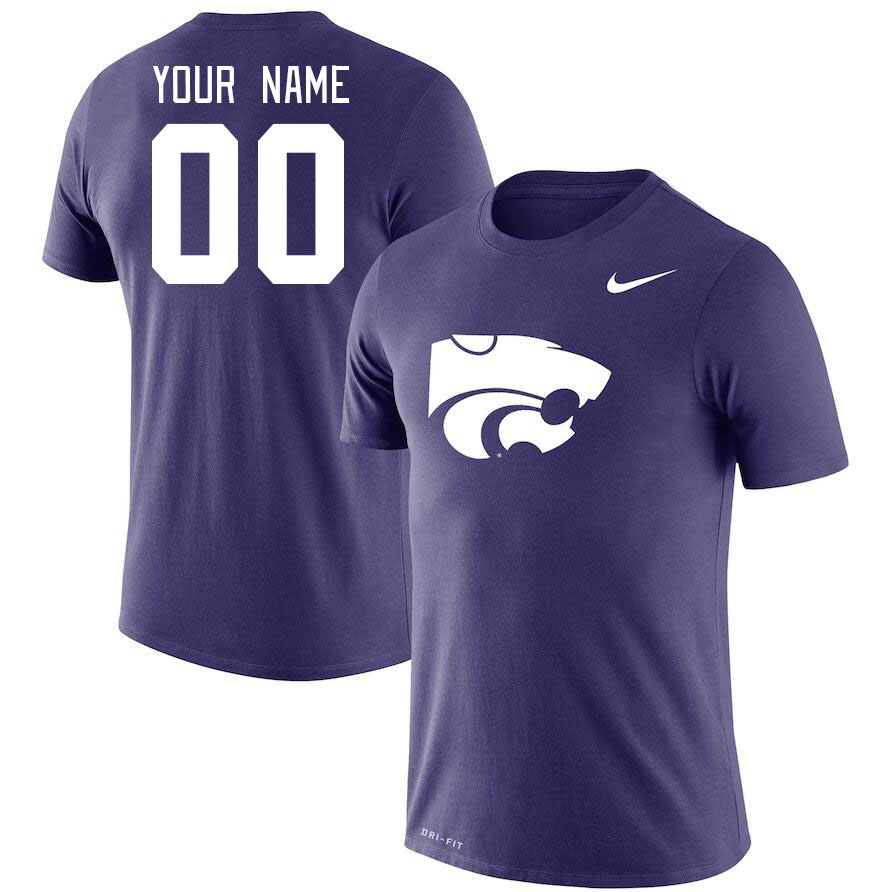 Custom Kansas State Wildcats Name And Number College Tshirt-Purple